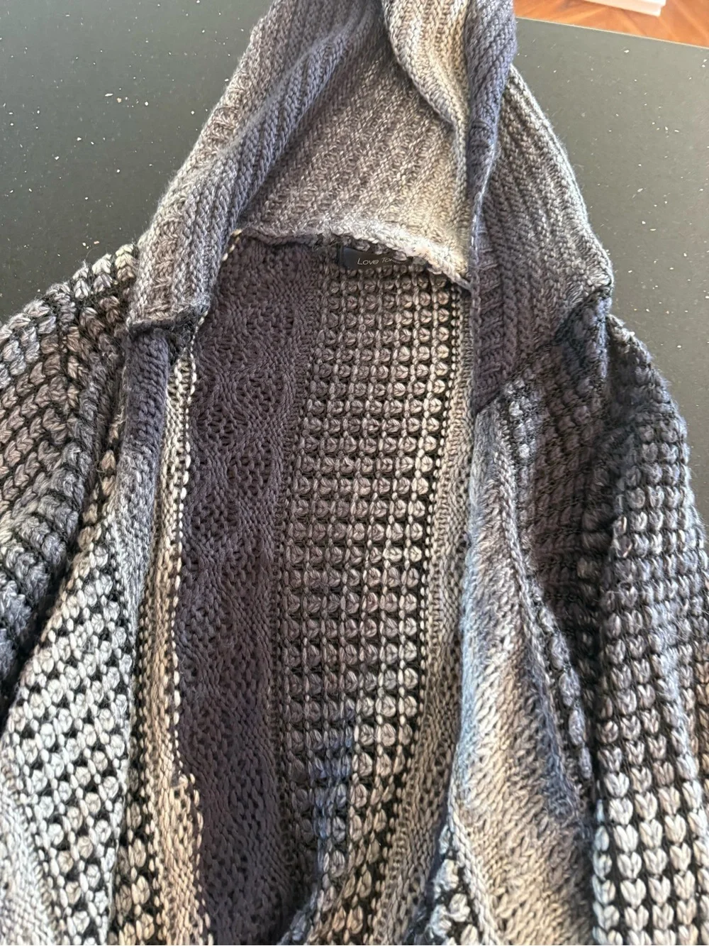 Love Token Open Knit Hooded Sweater